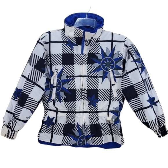 Vtg Y2K Tyrolia Ski Jacket 14Y Wmns SP Reversible Fitted Sunburst Buffalo Plaid - Picture 1 of 16
